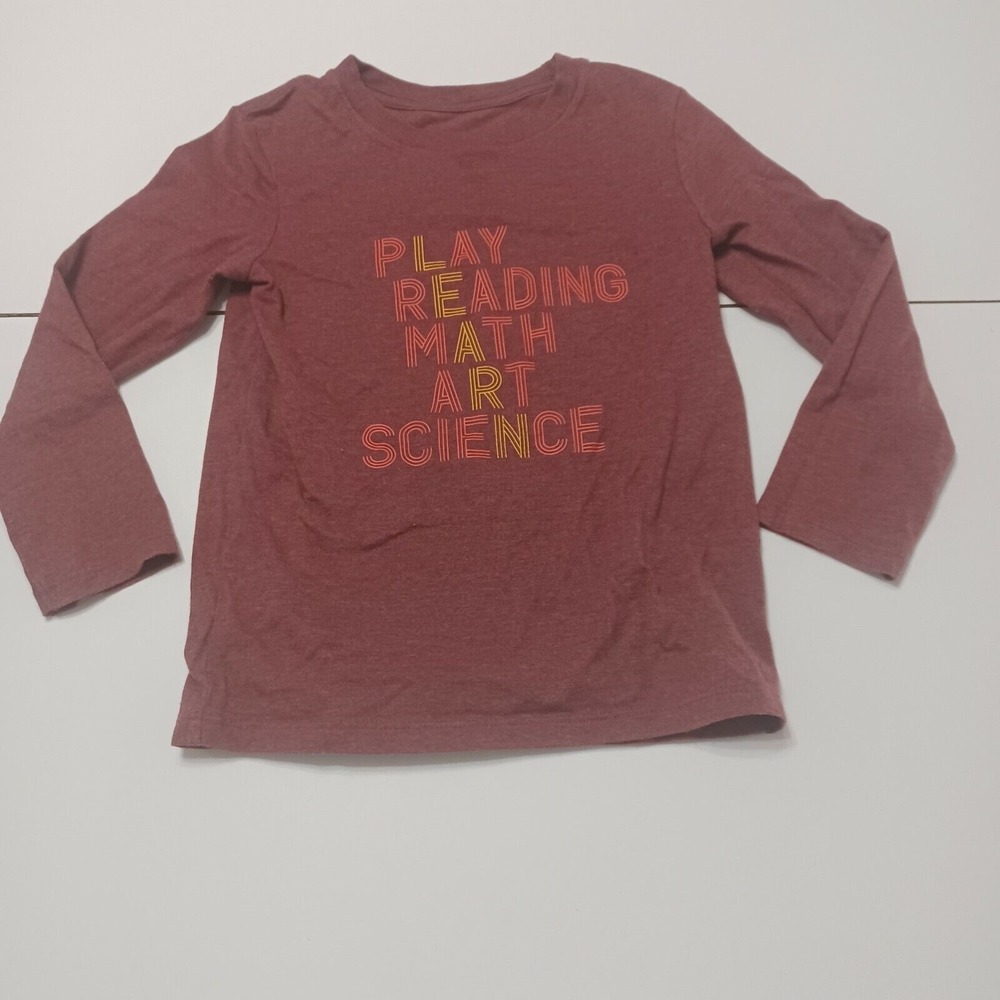 Cat & Jack Baby Girl Graphic T-shirt Red Long Sleeve Crew Neck Tee 5T Play Learn